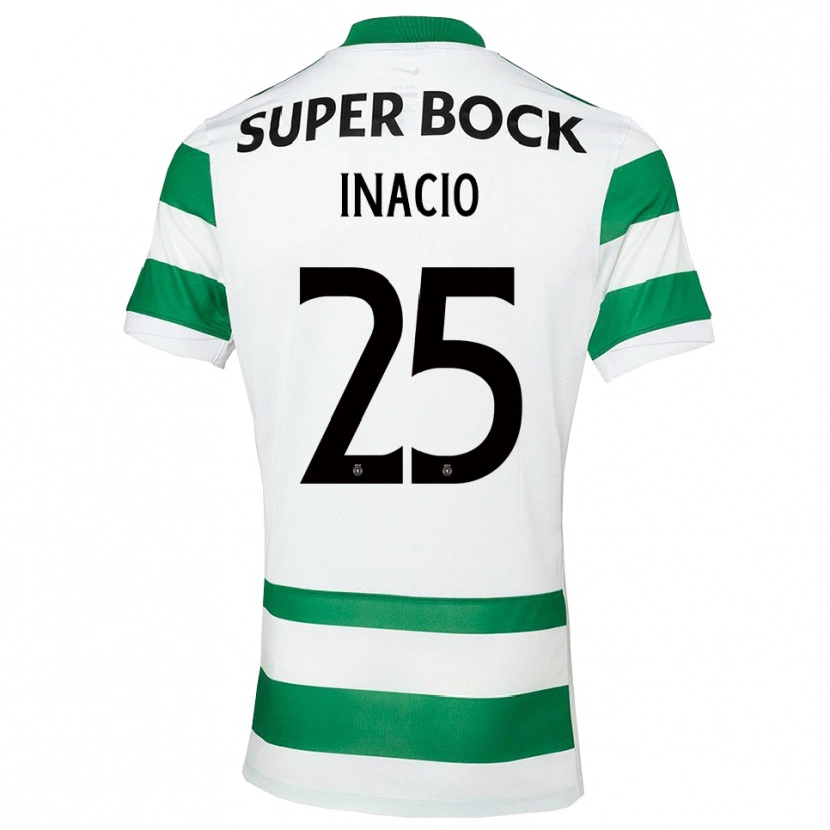 Danxen Niño Camiseta Gonçalo Inácio #25 Verde Blanco 1ª Equipación 2025/26 La Camisa México