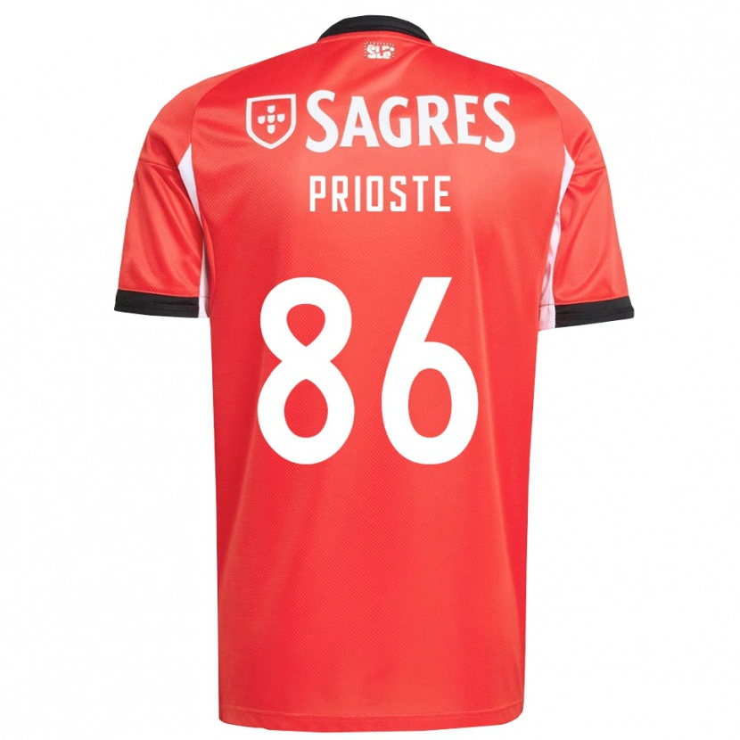 Danxen Niño Camiseta Diogo Prioste #86 Rojo Blanco 1ª Equipación 2025/26 La Camisa México
