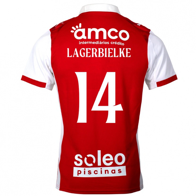 Danxen Niño Camiseta Gustaf Lagerbielke #14 Rojo Blanco 1ª Equipación 2025/26 La Camisa México