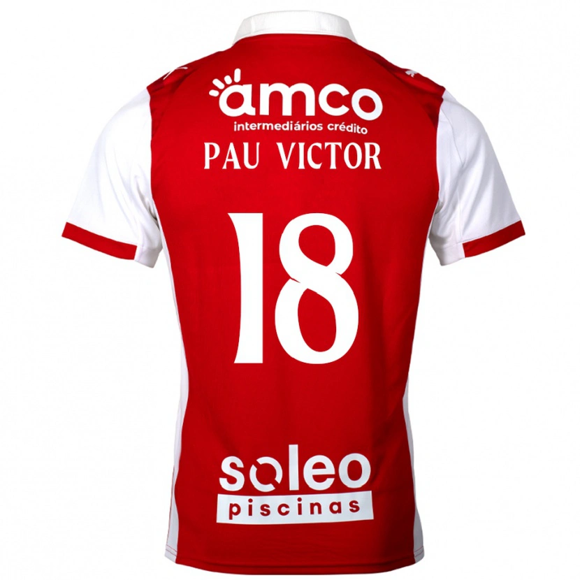 Danxen Niño Camiseta Pau Víctor #18 Rojo Blanco 1ª Equipación 2025/26 La Camisa México