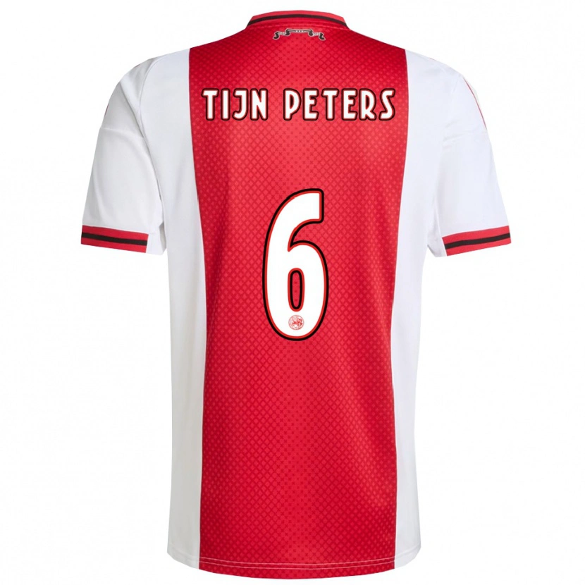 Danxen Niño Camiseta Tijn Peters #6 Rojo Blanco 1ª Equipación 2025/26 La Camisa México