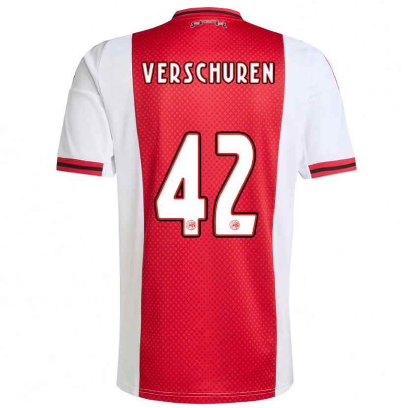 Danxen Niño Camiseta Nick Verschuren #42 Rojo Blanco 1ª Equipación 2025/26 La Camisa México
