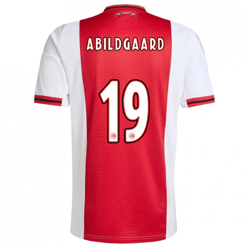 Danxen Niño Camiseta Lasse Abildgaard #19 Rojo Blanco 1ª Equipación 2025/26 La Camisa México