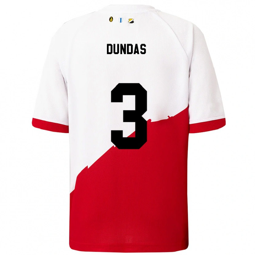 Danxen Niño Camiseta Noa Dundas #3 Blanco Rojo 1ª Equipación 2025/26 La Camisa México