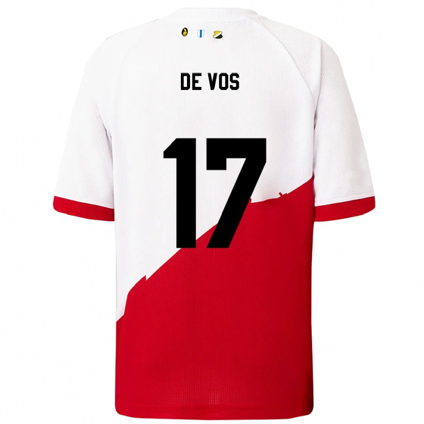 Danxen Niño Camiseta Nick De Vos #17 Blanco Rojo 1ª Equipación 2025/26 La Camisa México