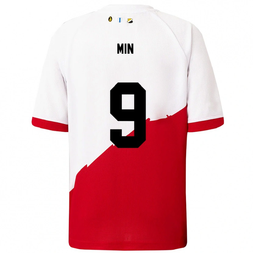 Danxen Niño Camiseta David Min #9 Blanco Rojo 1ª Equipación 2025/26 La Camisa México