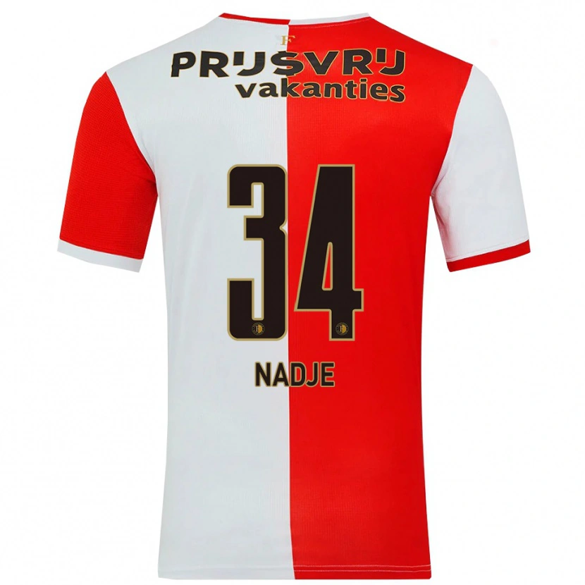 Danxen Niño Camiseta Chris-Kévin Nadje #34 Rojo Blanco 1ª Equipación 2025/26 La Camisa México