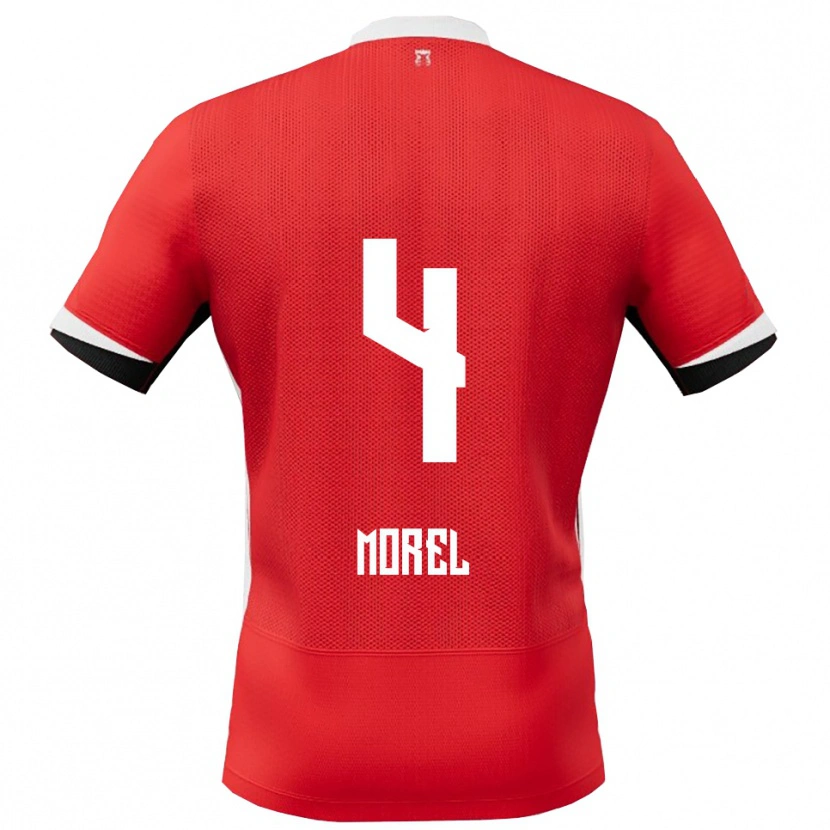 Danxen Niño Camiseta Aebe Morel #4 Rojo Blanco 1ª Equipación 2025/26 La Camisa México