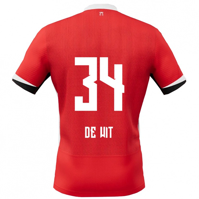 Danxen Niño Camiseta Mees De Wit #34 Rojo Blanco 1ª Equipación 2025/26 La Camisa México