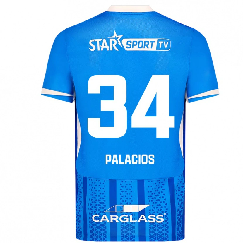 Danxen Niño Camiseta Adrián Palacios #34 Azul Blanco 1ª Equipación 2025/26 La Camisa México
