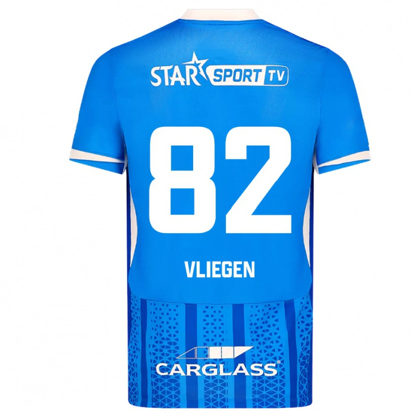Danxen Niño Camiseta Olivier Vliegen #82 Azul Blanco 1ª Equipación 2025/26 La Camisa México