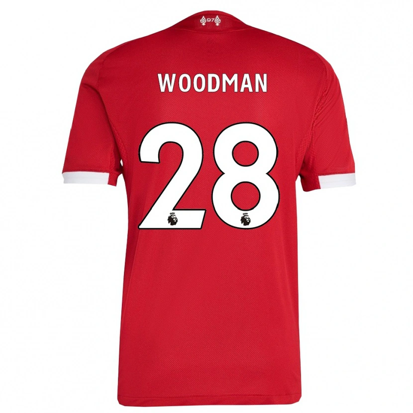 Danxen Niño Camiseta Freddie Woodman #28 Rojo Blanco 1ª Equipación 2025/26 La Camisa México