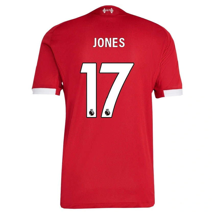 Danxen Niño Camiseta Curtis Jones #17 Rojo Blanco 1ª Equipación 2025/26 La Camisa México