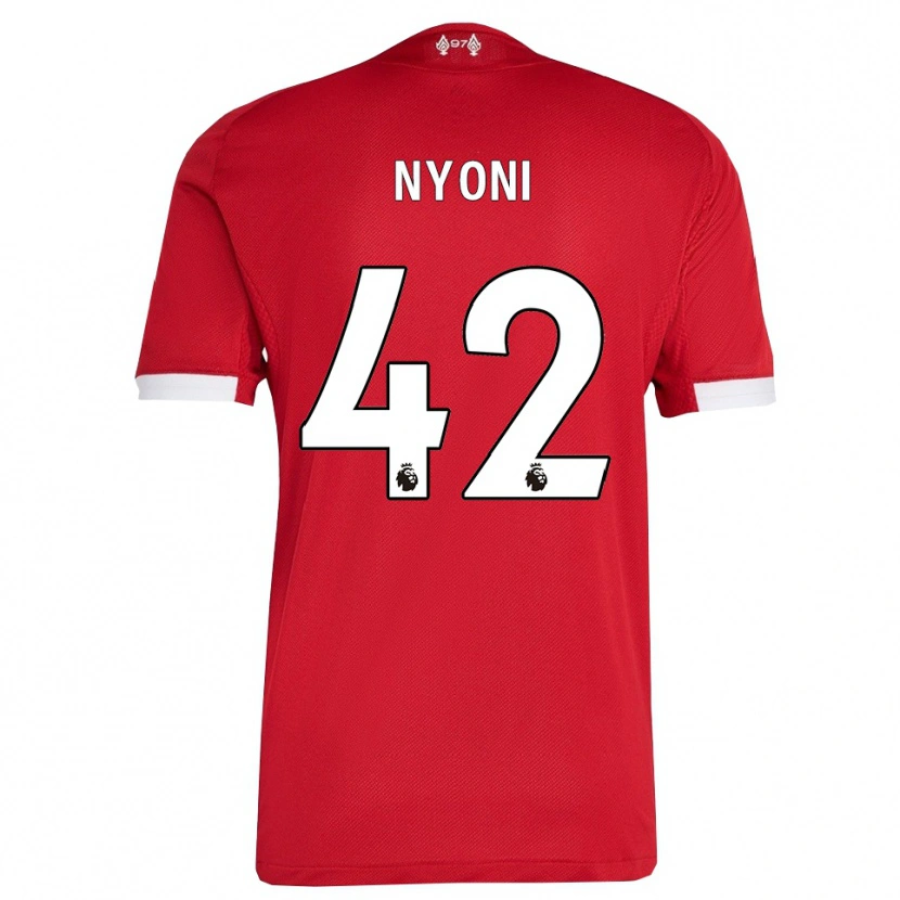Danxen Niño Camiseta Trey Nyoni #42 Rojo Blanco 1ª Equipación 2025/26 La Camisa México