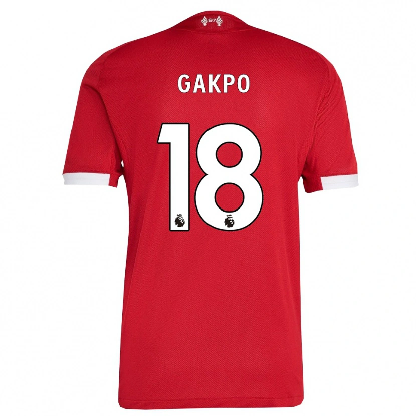 Danxen Niño Camiseta Cody Gakpo #18 Rojo Blanco 1ª Equipación 2025/26 La Camisa México