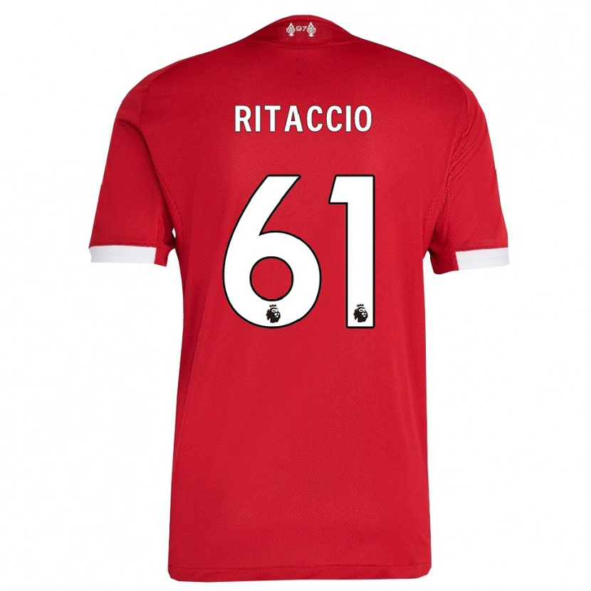 Danxen Niño Camiseta Matteo Ritaccio #61 Rojo Blanco 1ª Equipación 2025/26 La Camisa México