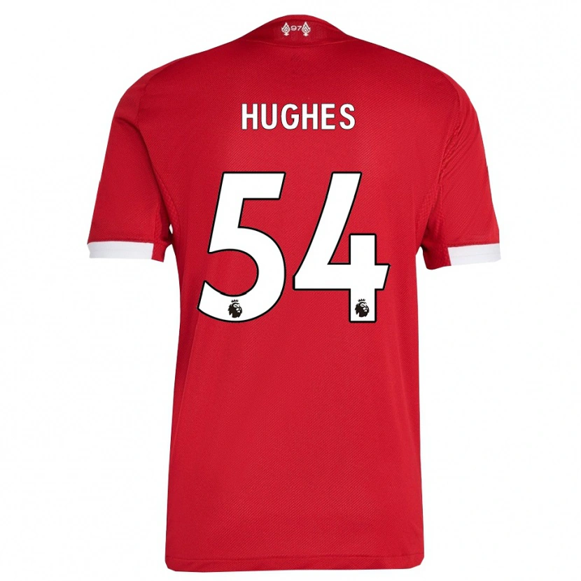 Danxen Niño Camiseta Liam Hughes #54 Rojo Blanco 1ª Equipación 2025/26 La Camisa México