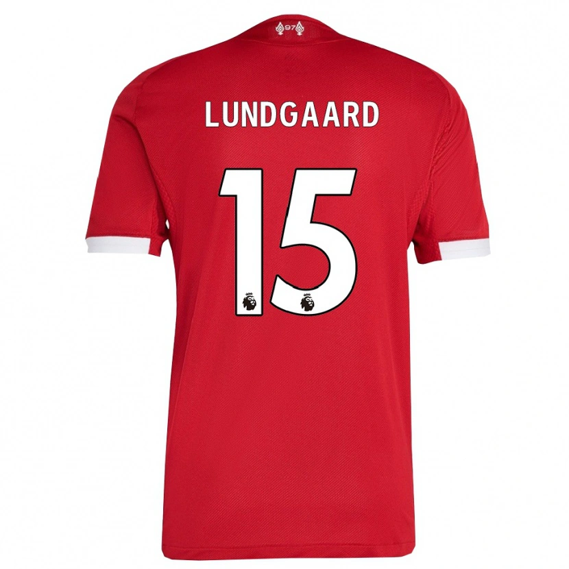 Danxen Niño Camiseta Sofie Lundgaard #15 Rojo Blanco 1ª Equipación 2025/26 La Camisa México