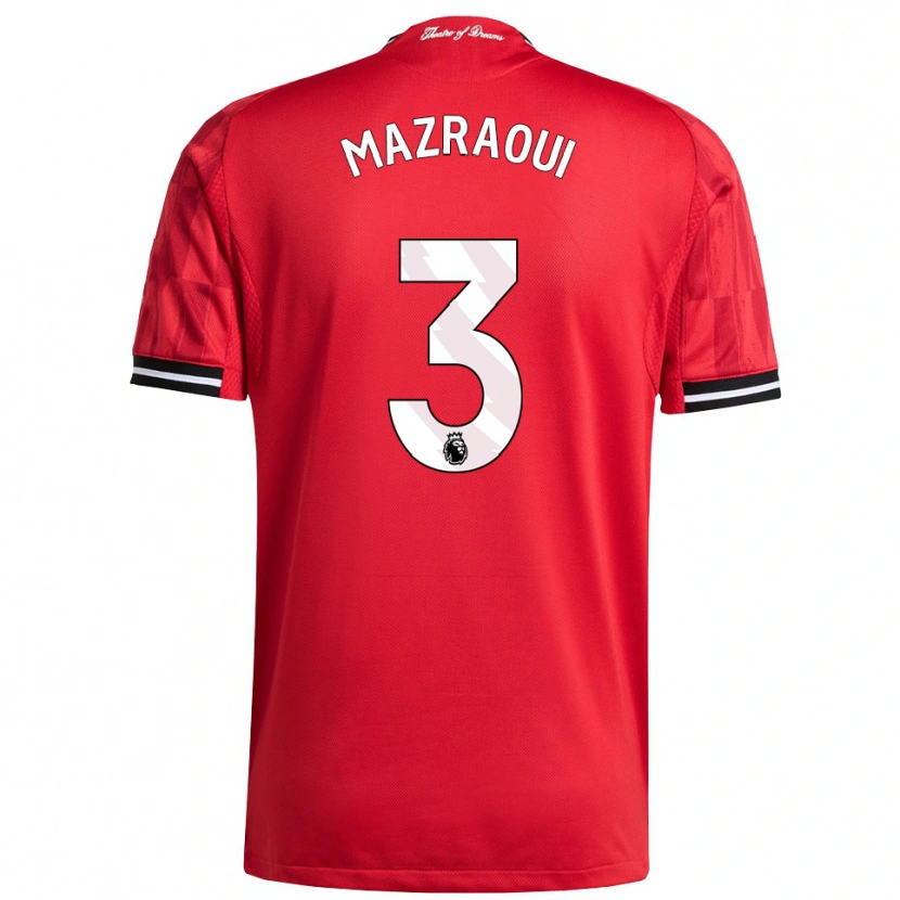 Danxen Niño Camiseta Noussair Mazraoui #3 Rojo Negro Blanco 1ª Equipación 2025/26 La Camisa México