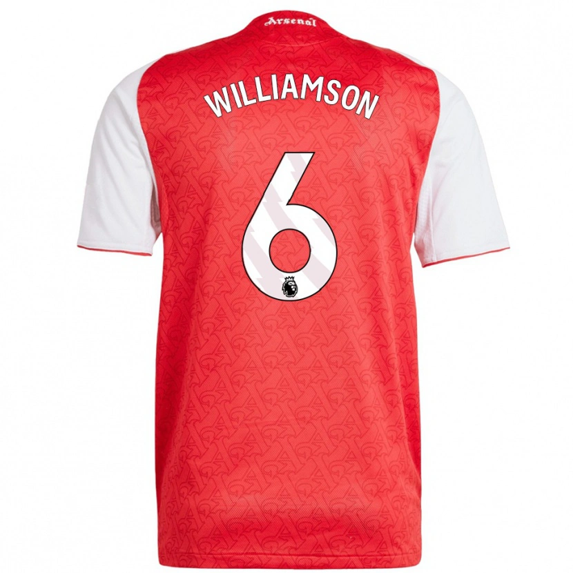 Danxen Niño Camiseta Leah Williamson #6 Rojo Blanco 1ª Equipación 2025/26 La Camisa México