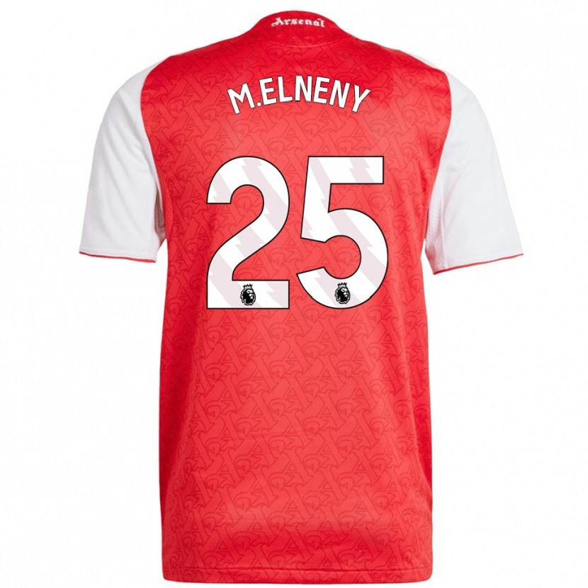 Danxen Niño Camiseta Mohamed Elneny #25 Rojo Blanco 1ª Equipación 2025/26 La Camisa México