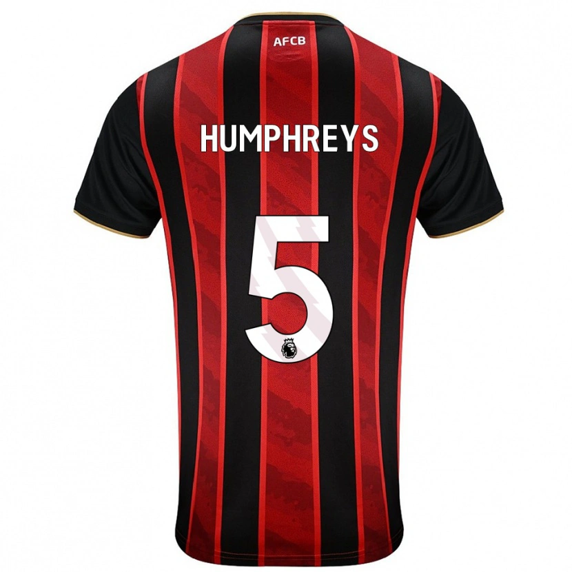 Danxen Niño Camiseta Holly Humphreys #5 Rojo Negro 1ª Equipación 2025/26 La Camisa México