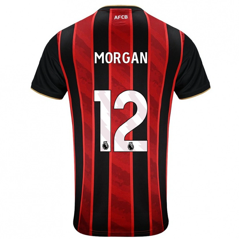 Danxen Niño Camiseta Ollie Morgan #12 Rojo Negro 1ª Equipación 2025/26 La Camisa México