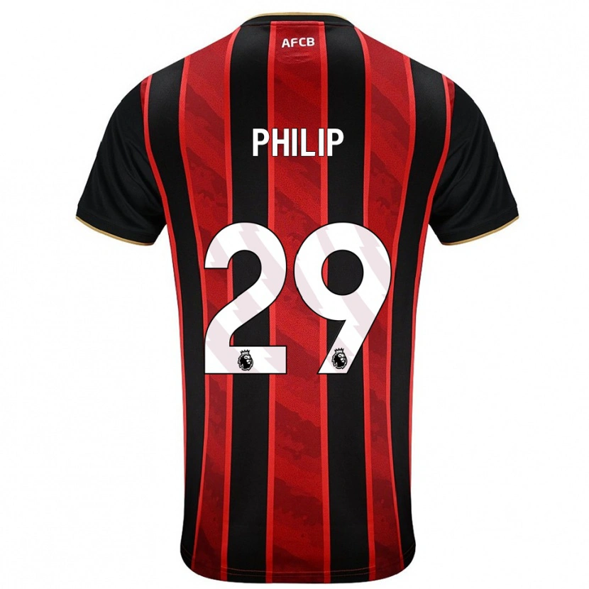 Danxen Niño Camiseta Philip Billing #29 Rojo Negro 1ª Equipación 2025/26 La Camisa México