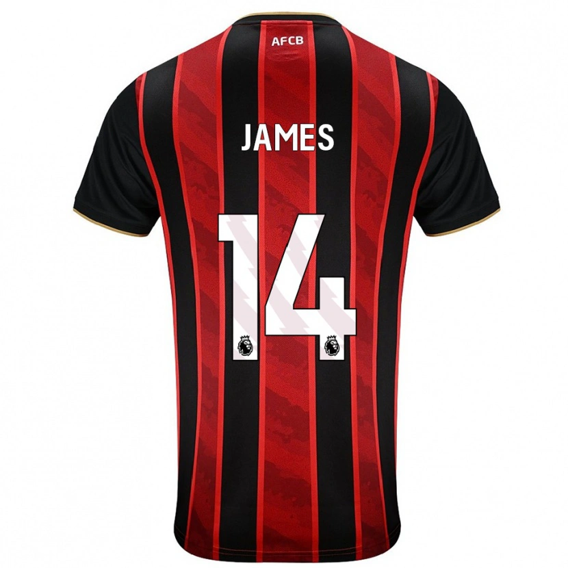 Danxen Niño Camiseta Katie James #14 Rojo Negro 1ª Equipación 2025/26 La Camisa México