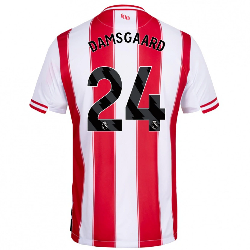 Danxen Niño Camiseta Mikkel Damsgaard #24 Rojo Blanco 1ª Equipación 2025/26 La Camisa México