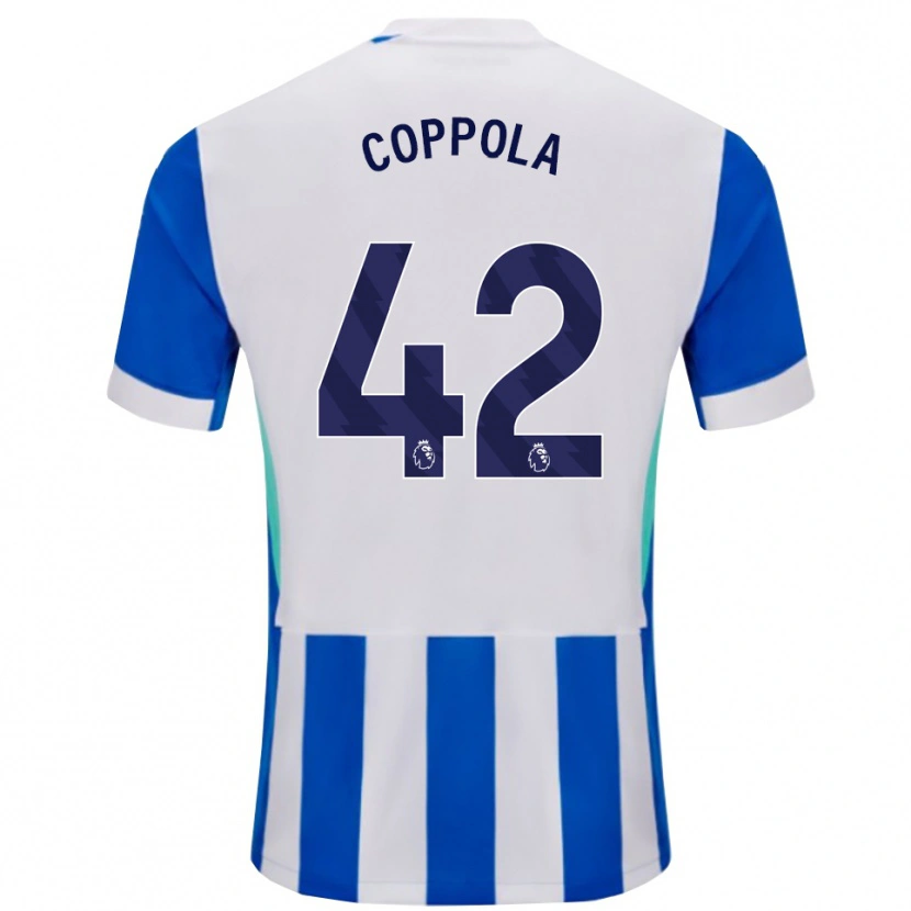 Danxen Niño Camiseta Diego Coppola #42 Azul Blanco 1ª Equipación 2025/26 La Camisa México