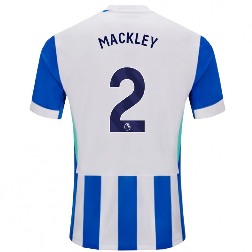 Danxen Niño Camiseta Callum Mackley #2 Azul Blanco 1ª Equipación 2025/26 La Camisa México