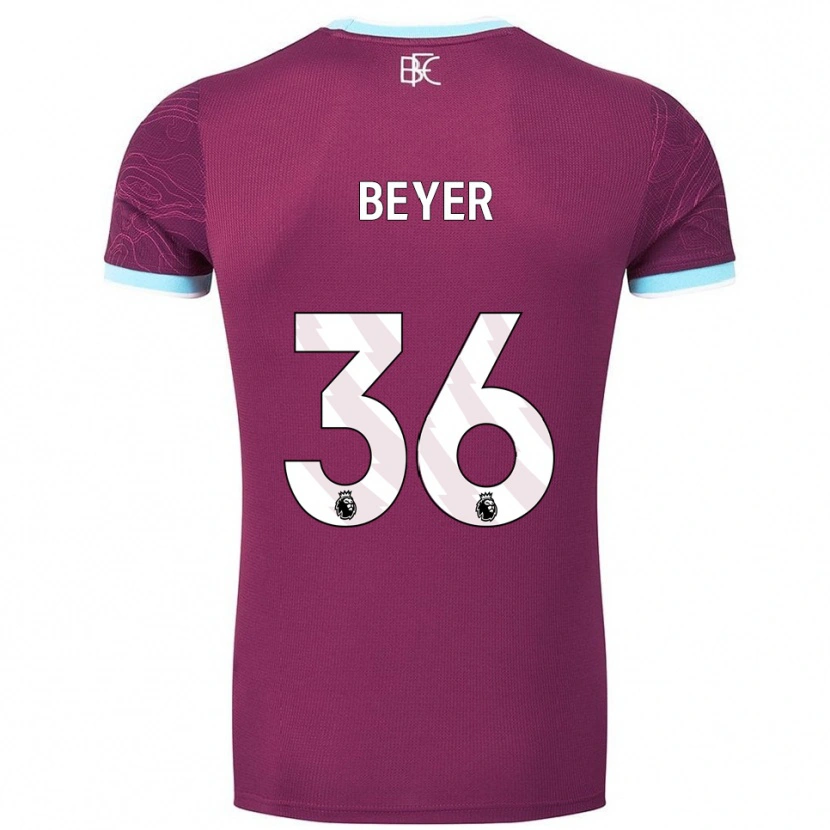 Danxen Niño Camiseta Jordan Beyer #36 Borgoña Celeste 1ª Equipación 2025/26 La Camisa México
