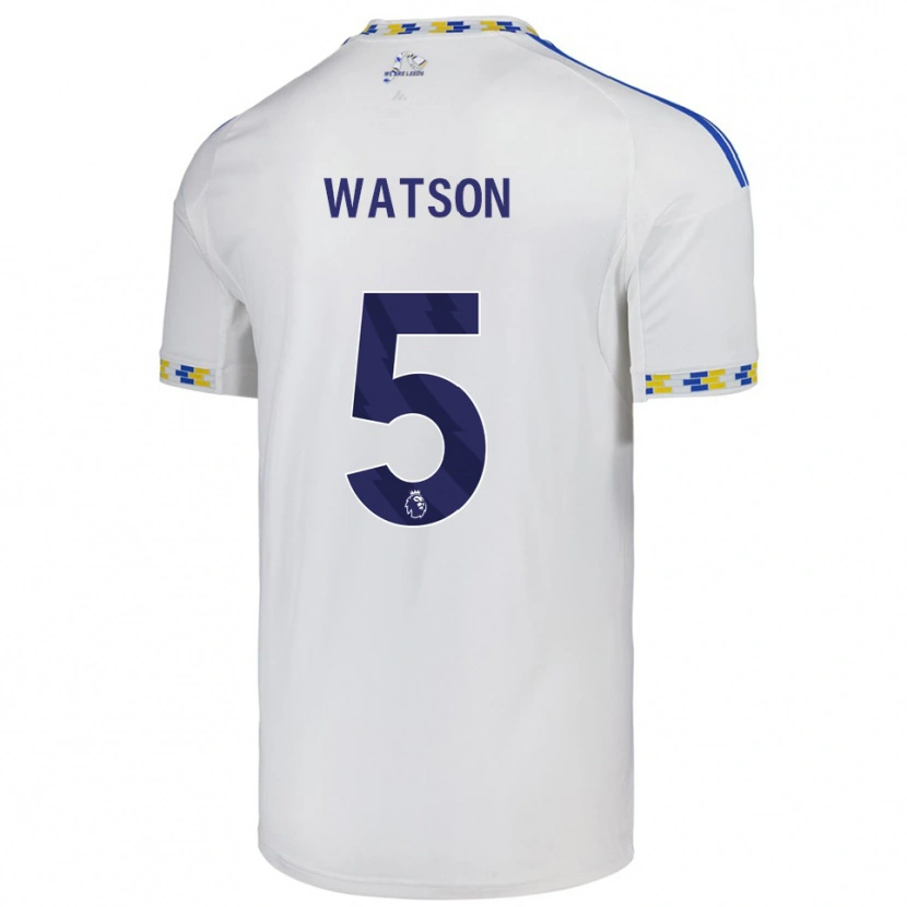 Danxen Niño Camiseta Jacob Watson #5 Blanco Azul 1ª Equipación 2025/26 La Camisa México