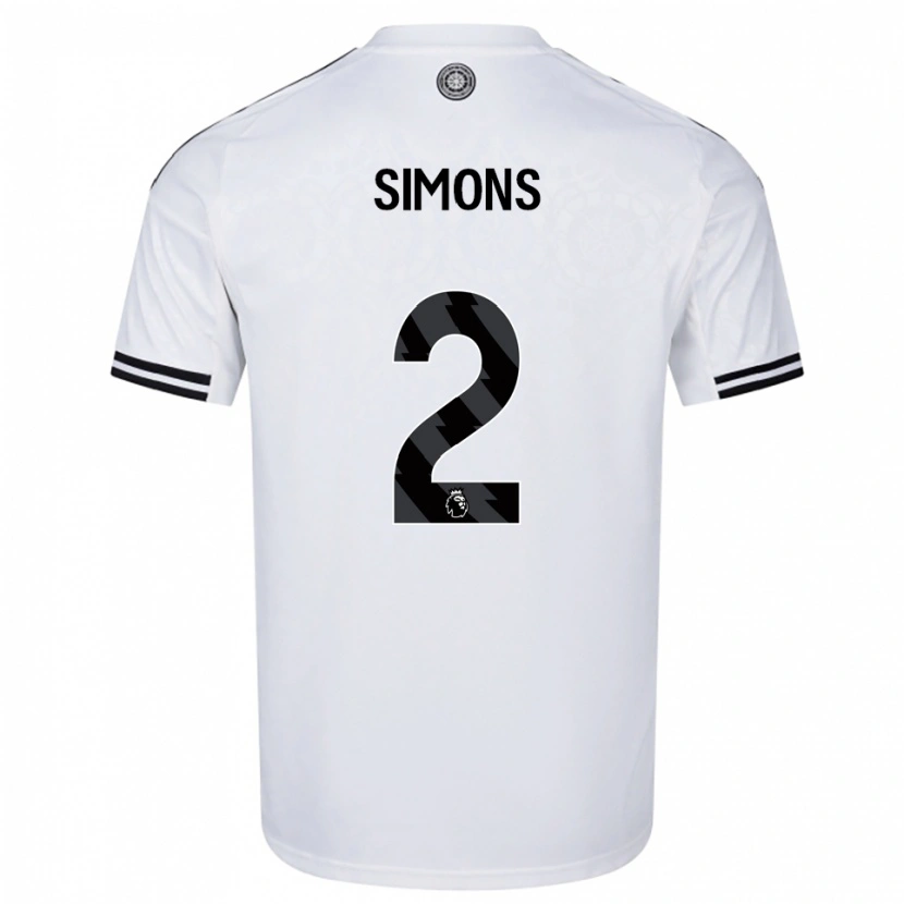 Danxen Niño Camiseta Fabien Simons #2 Blanco Negro 1ª Equipación 2025/26 La Camisa México