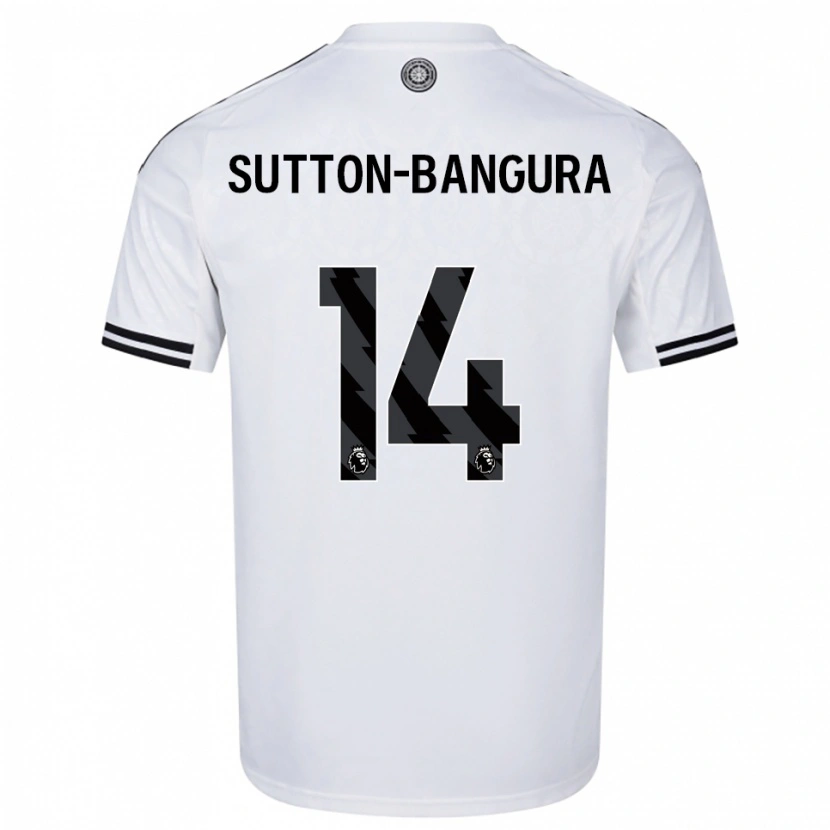 Danxen Niño Camiseta William Sutton-Bangura #14 Blanco Negro 1ª Equipación 2025/26 La Camisa México