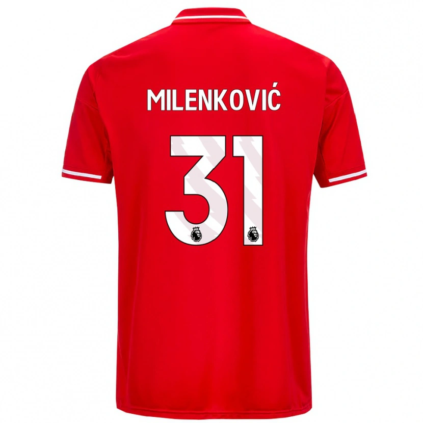 Danxen Niño Camiseta Nikola Milenković #31 Rojo Blanco 1ª Equipación 2025/26 La Camisa México