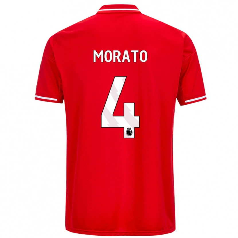 Danxen Niño Camiseta Morato #4 Rojo Blanco 1ª Equipación 2025/26 La Camisa México