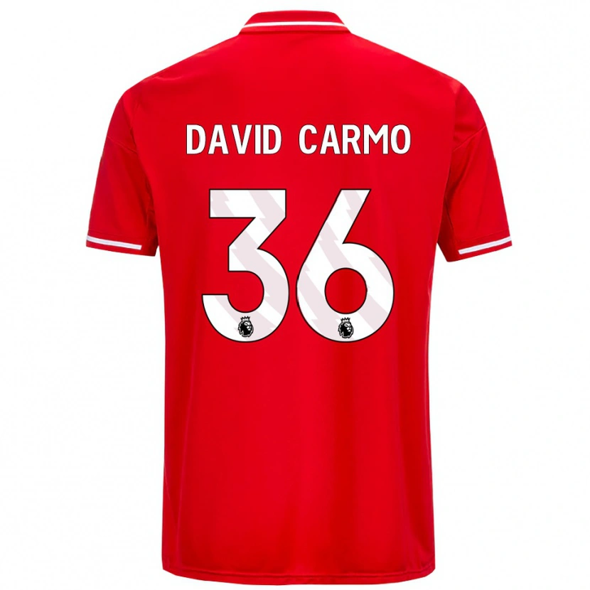 Danxen Niño Camiseta David Carmo #36 Rojo Blanco 1ª Equipación 2025/26 La Camisa México