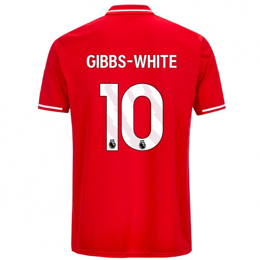 Danxen Niño Camiseta Morgan Gibbs-White #10 Rojo Blanco 1ª Equipación 2025/26 La Camisa México