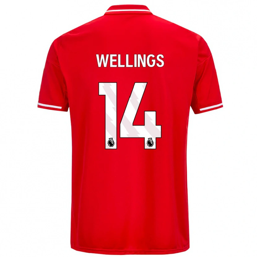 Danxen Niño Camiseta Charlie Wellings #14 Rojo Blanco 1ª Equipación 2025/26 La Camisa México