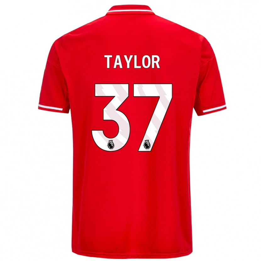 Danxen Niño Camiseta Dale Taylor #37 Rojo Blanco 1ª Equipación 2025/26 La Camisa México