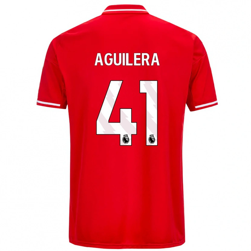Danxen Niño Camiseta Brandon Aguilera #41 Rojo Blanco 1ª Equipación 2025/26 La Camisa México