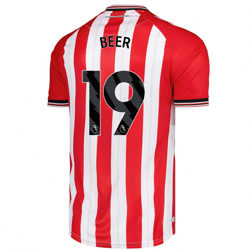 Danxen Niño Camiseta Megan Beer #19 Rojo Blanco 1ª Equipación 2025/26 La Camisa México