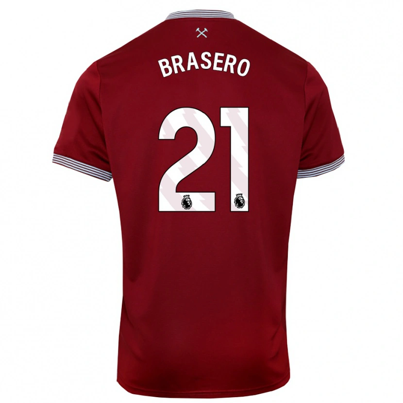Danxen Niño Camiseta Sarah Brasero #21 Borgoña Blanco 1ª Equipación 2025/26 La Camisa México