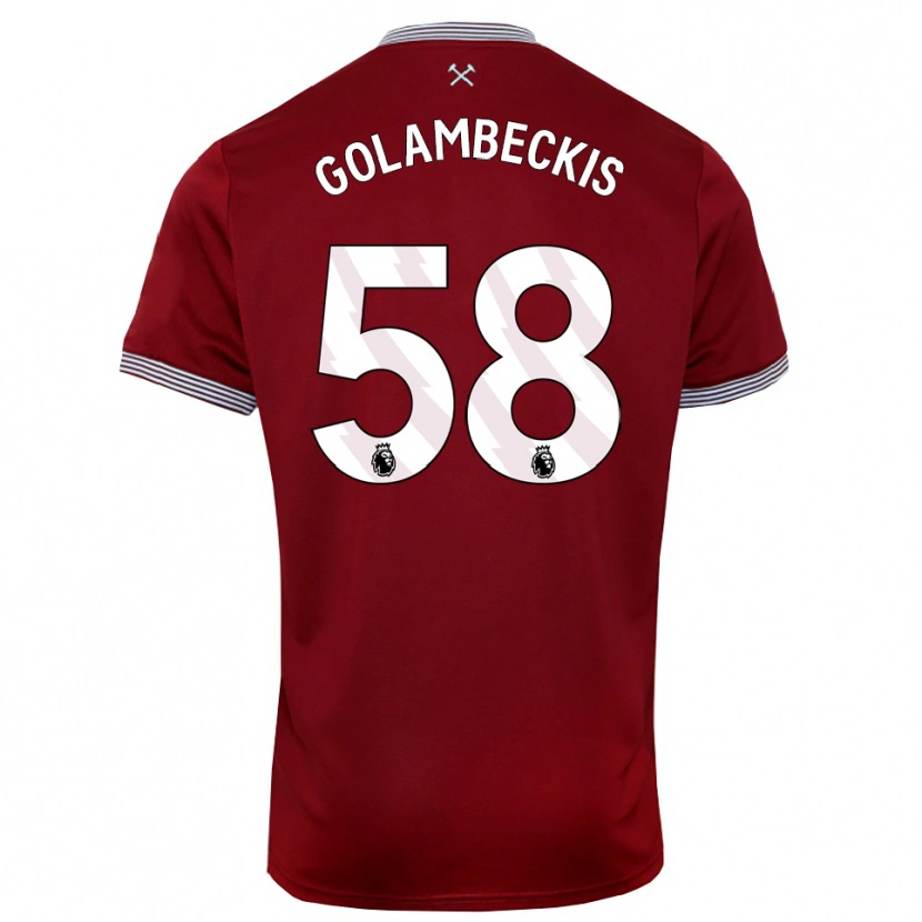Danxen Niño Camiseta Airidas Golambeckis #58 Borgoña Blanco 1ª Equipación 2025/26 La Camisa México