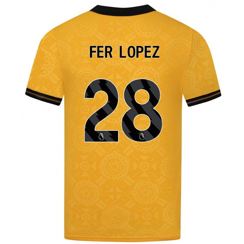 Danxen Niño Camiseta Fer López #28 Amarillo Negro 1ª Equipación 2025/26 La Camisa México