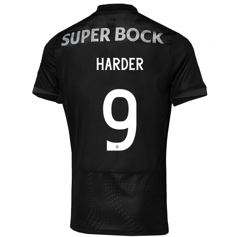 Danxen Niño Camiseta Conrad Harder #9 Negro Blanco 2ª Equipación 2025/26 La Camisa México
