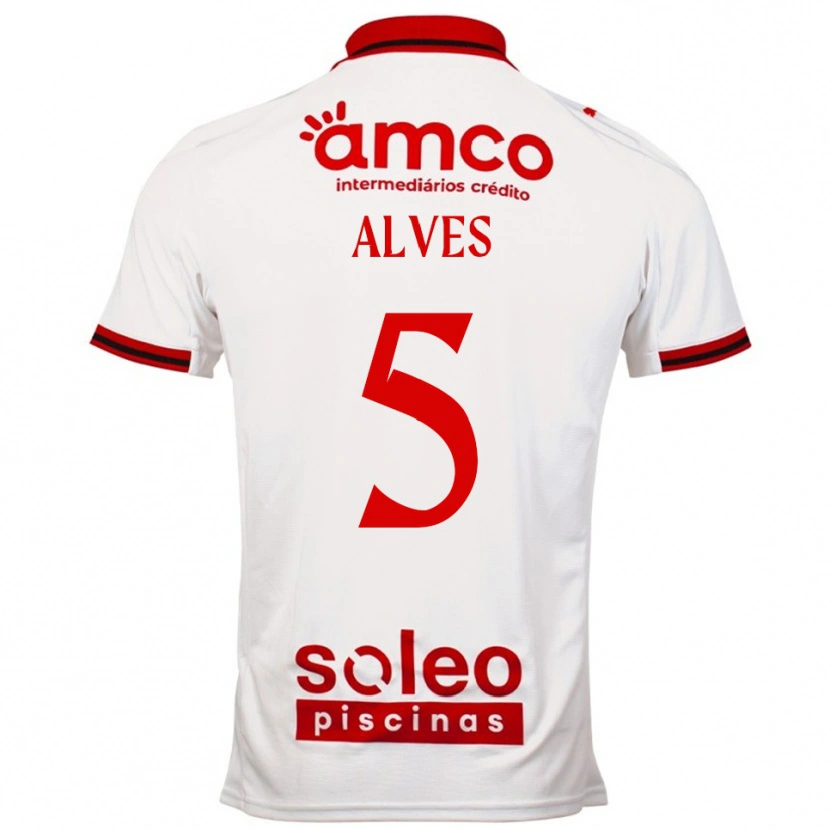 Danxen Niño Camiseta Eduardo Alves #5 Blanco Rojo 2ª Equipación 2025/26 La Camisa México