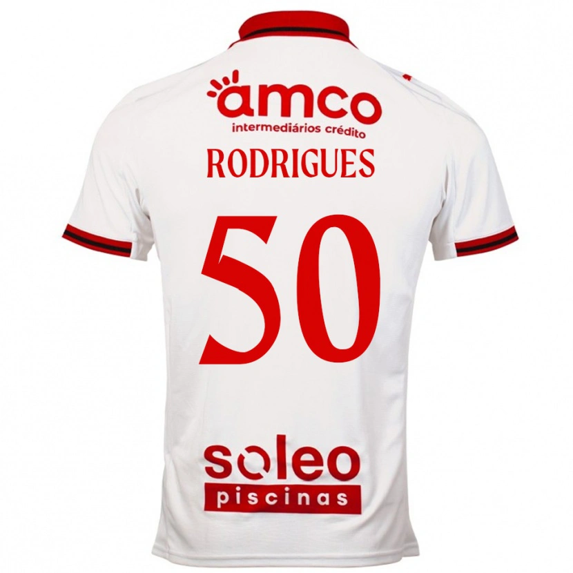 Danxen Niño Camiseta Diego Rodrigues #50 Blanco Rojo 2ª Equipación 2025/26 La Camisa México